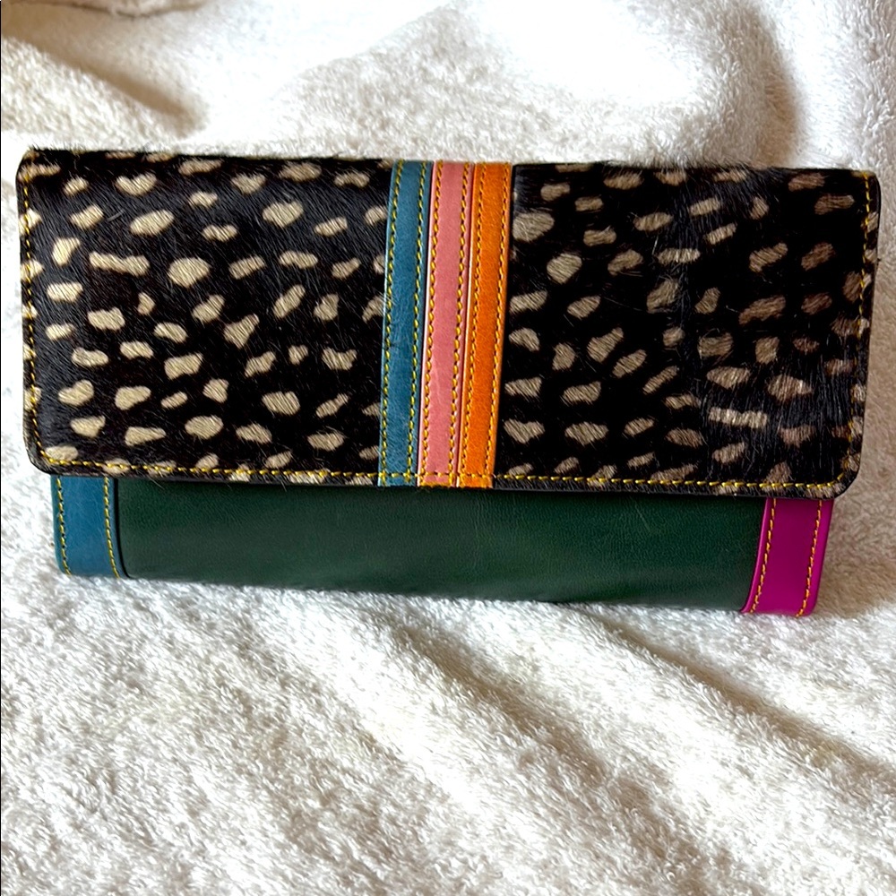 Multicolor Animal Print Women's Leather Clutch